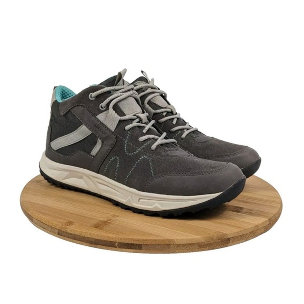 Geox Respira Womens 10.5 Grey‎ Suede Mid Top Hiking Walking Sneakers Shoes
